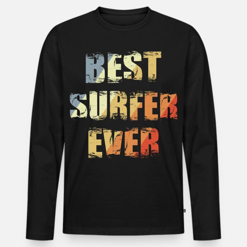 Best Surfer Ever - Männer Premium Bio Langarmshirt - Schwarz