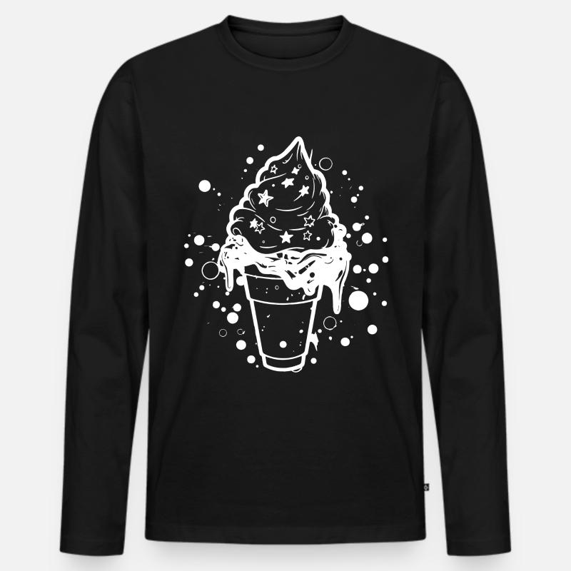 Softeis Skizze - Männer Premium Bio Langarmshirt - Schwarz