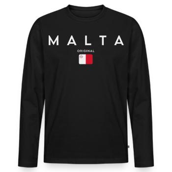 Flagge von Malta, maltesischer Stolz - Männer Premium Bio Langarmshirt - Schwarz - Vorne - Nico (187cm)