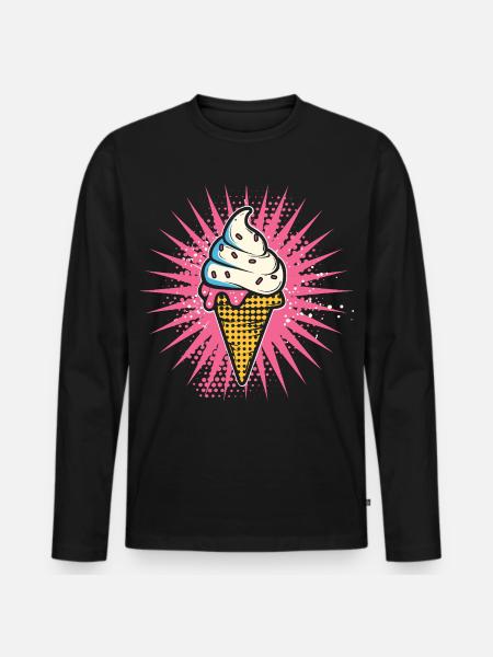 Cream Cartoon Look - Men's Premium Organic Long Sleeve Shirt - black