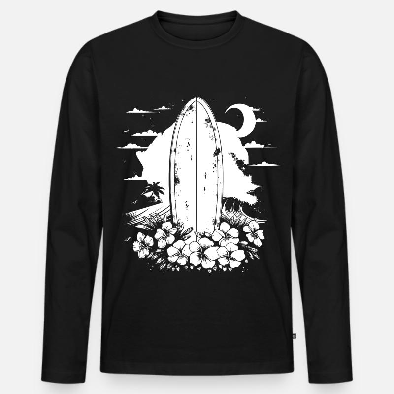 Surfbrett - Männer Premium Bio Langarmshirt - Schwarz