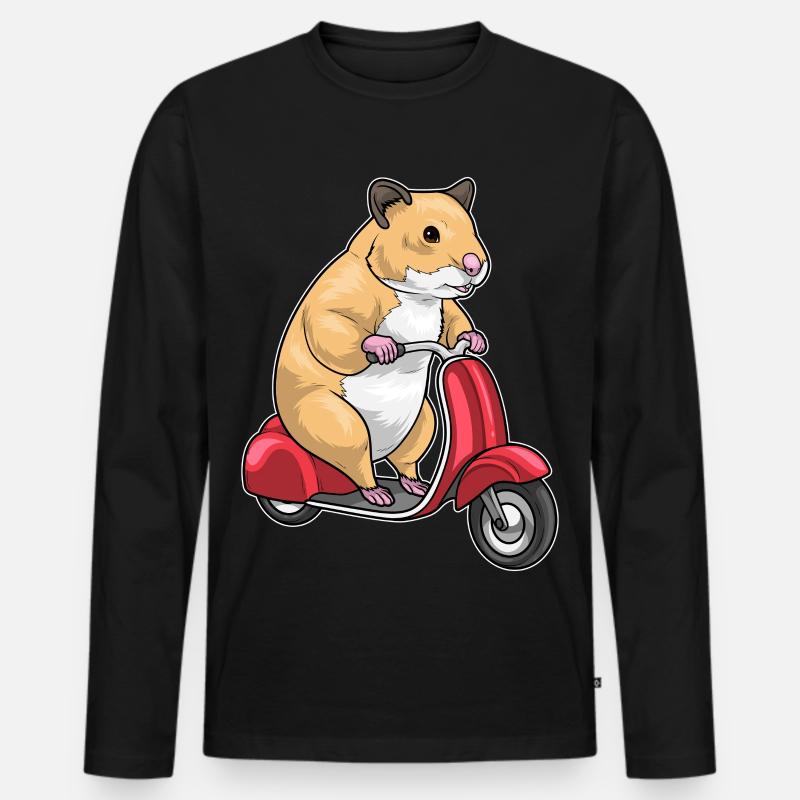Hamster Motorroller - Männer Premium Bio Langarmshirt - Schwarz