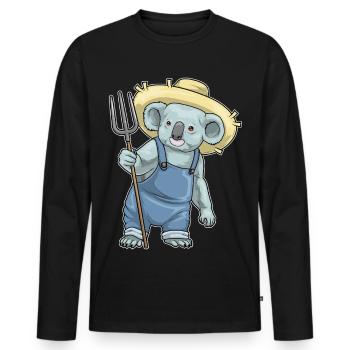 Koala Landwirt Mistgabel Bauernhof - Männer Premium Bio Langarmshirt - Schwarz - Vorne - Nico (187cm)