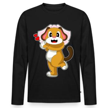 Chien Voile de mariée Mariage - T-shirt manches longues Premium bio Homme - noir - Devant - Nico (187cm)