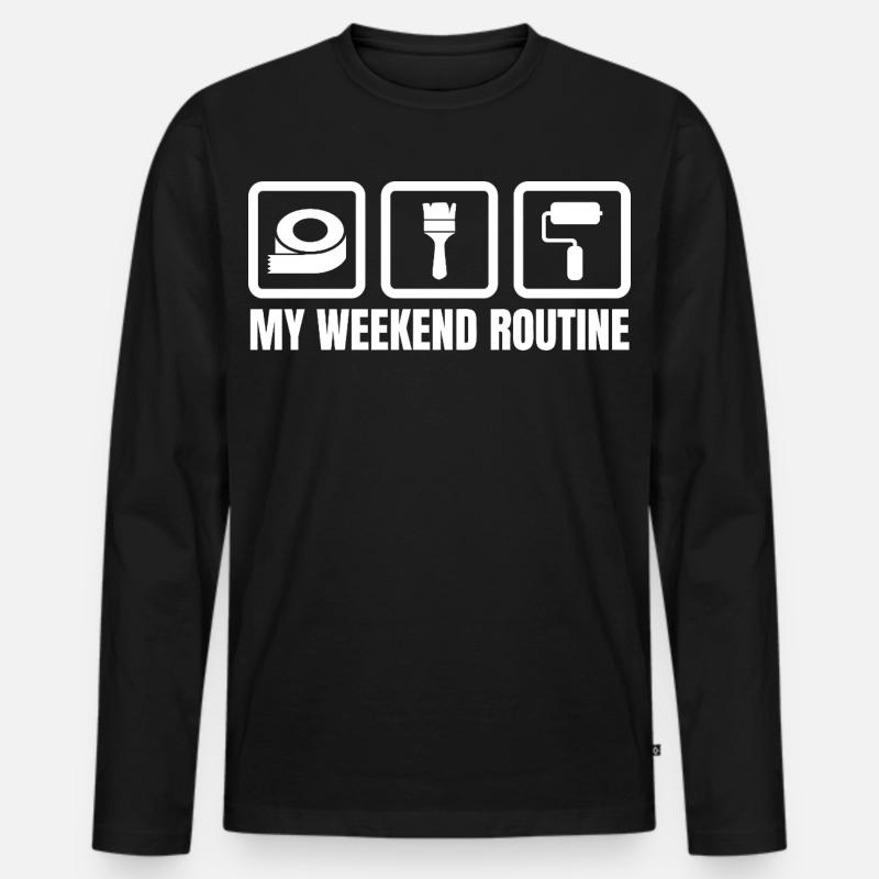Meine Wochenendroutine - Männer Premium Bio Langarmshirt - Schwarz