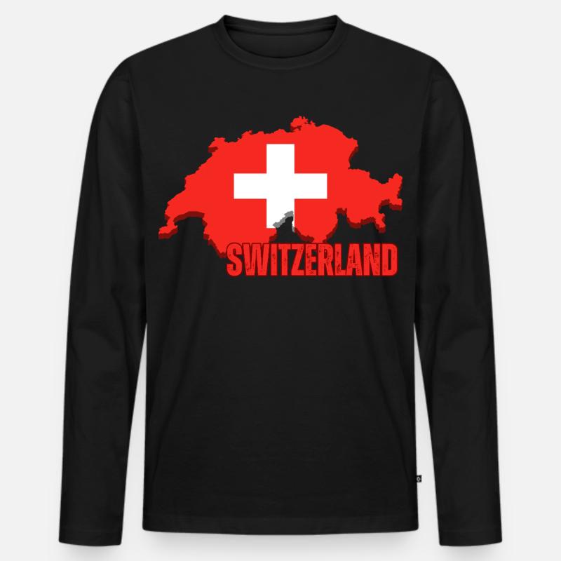 Schweizer Stolz, Flagge der Schweiz - Männer Premium Bio Langarmshirt - Schwarz