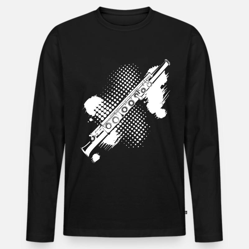 Flötenfleck - Männer Premium Bio Langarmshirt - Schwarz