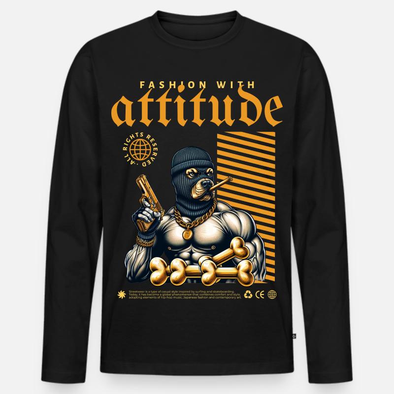Gangster Pitbulls - Männer Premium Bio Langarmshirt - Schwarz