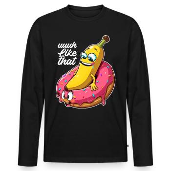 Banana Donut Relationship Love Making Gift - Men's Premium Organic Long Sleeve Shirt - black - Front - Nico (187cm)