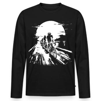 Rennradfahrer Skizze - Männer Premium Bio Langarmshirt - Schwarz - Vorne - Nico (187cm)