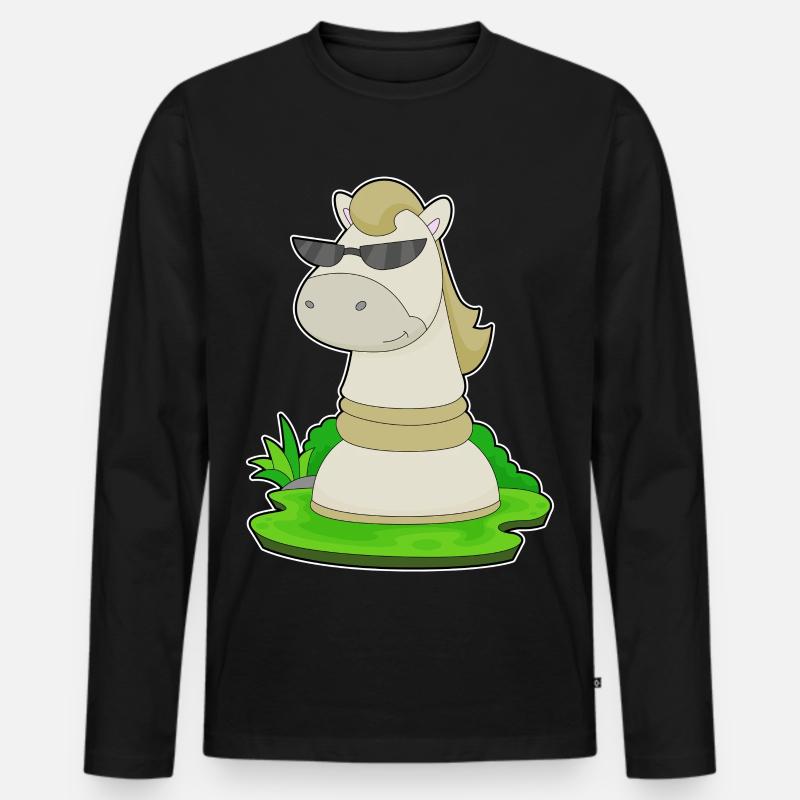 Schachfigur Springer Schach - Männer Premium Bio Langarmshirt - Schwarz