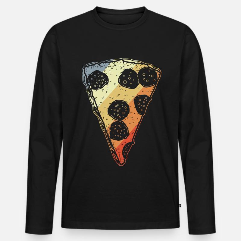Retro Pizza - Männer Premium Bio Langarmshirt - Schwarz