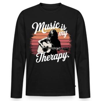 Music is My Therapy clef music fans and - Men's Premium Organic Long Sleeve Shirt - black - Front - Nico (187cm)