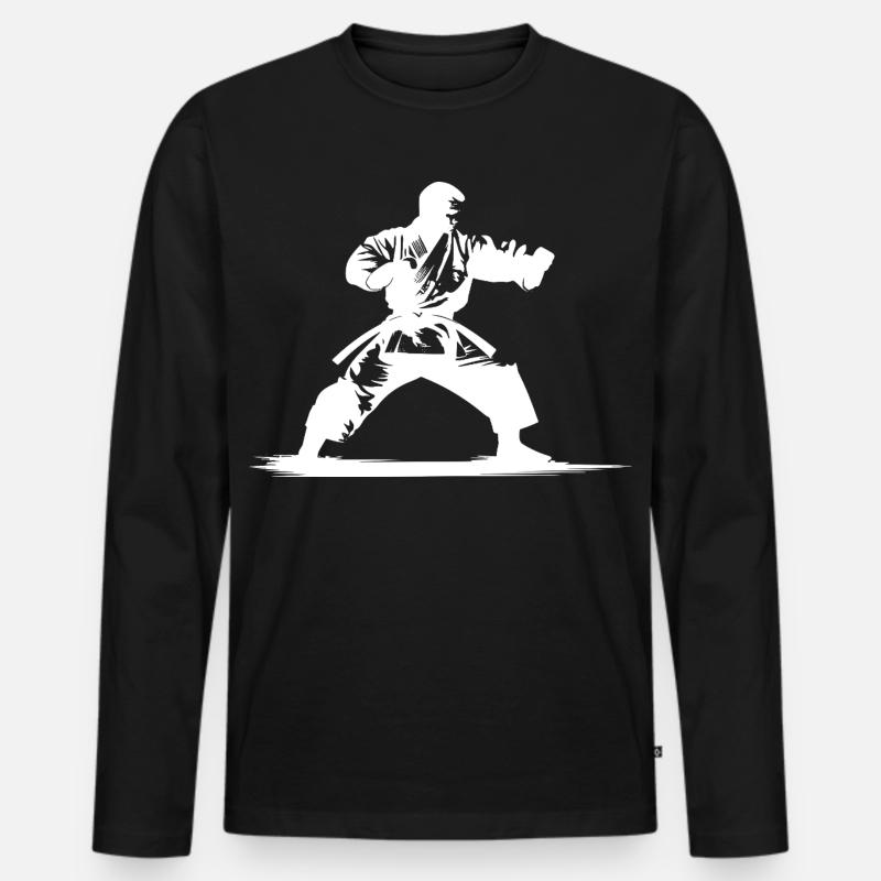 Karateka - Männer Premium Bio Langarmshirt - Schwarz