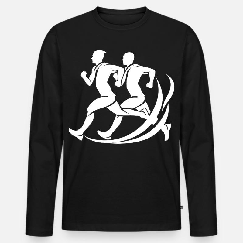 Jogger Skizze - Männer Premium Bio Langarmshirt - Schwarz