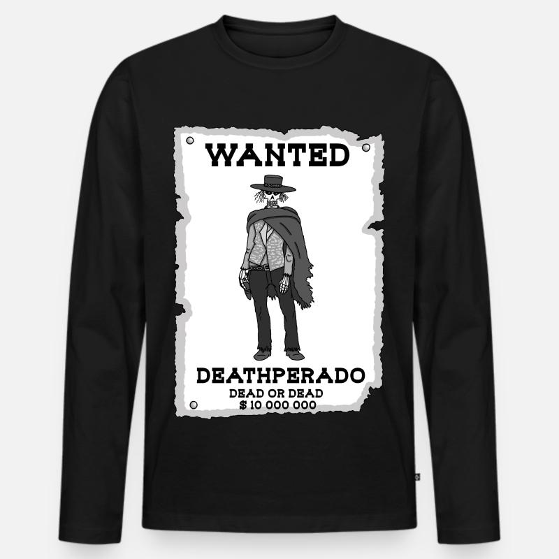 Skelett Cowboy - Männer Premium Bio Langarmshirt - Schwarz