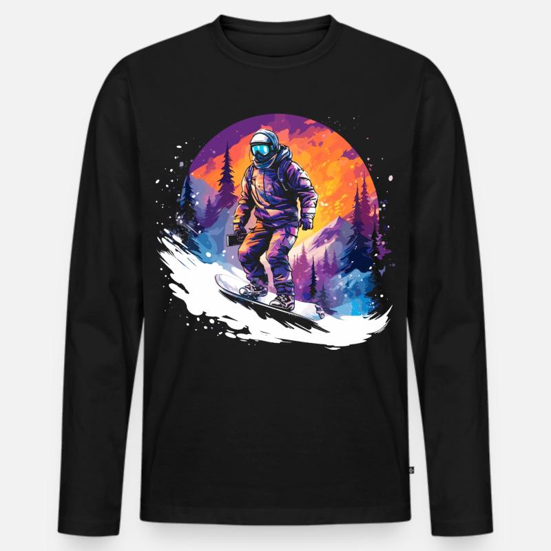 Snowboarding 80er Jahre - Männer Premium Bio Langarmshirt - Schwarz