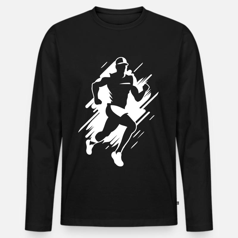 Jogger Grafik - Männer Premium Bio Langarmshirt - Schwarz