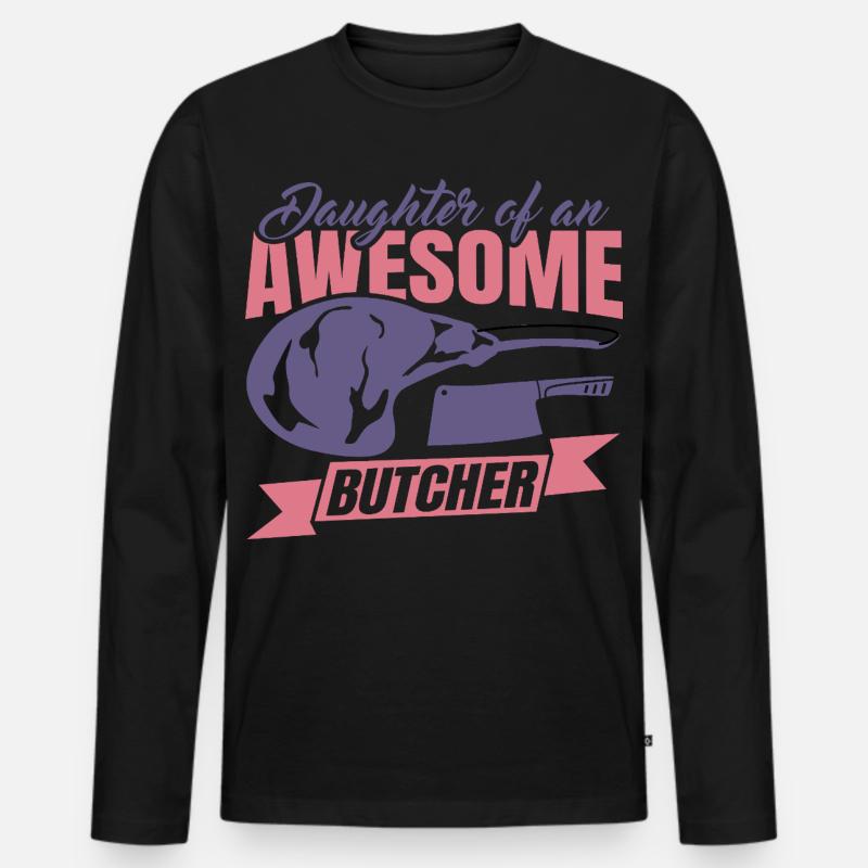 Tochter eines Metzgers - Männer Premium Bio Langarmshirt - Schwarz