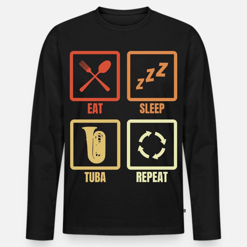 Eat Sleep Tuba Repeat - Männer Premium Bio Langarmshirt - Schwarz