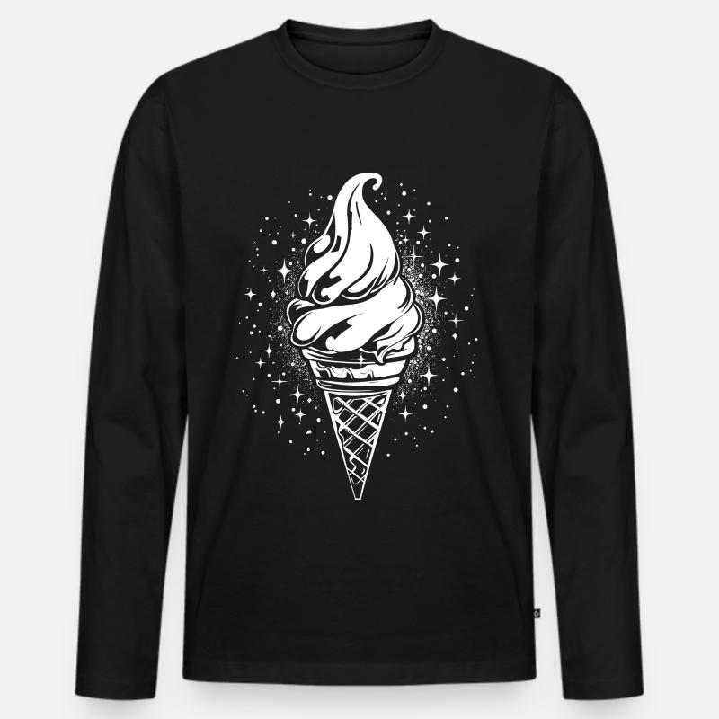 Softeis Skizze - Männer Premium Bio Langarmshirt - Schwarz