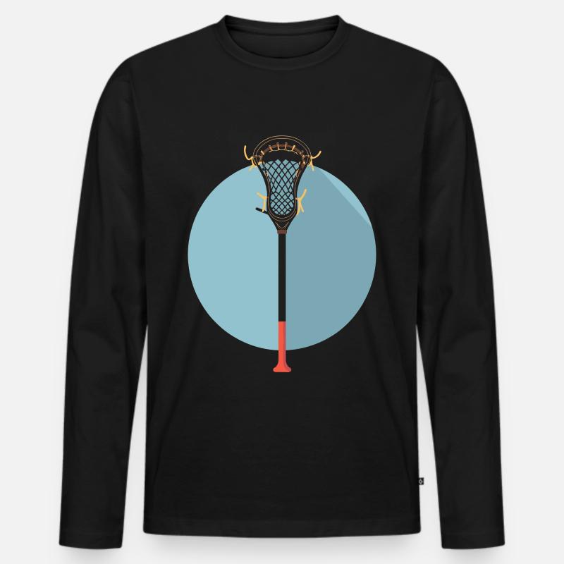 Lacrosse Schläger Grafik - Männer Premium Bio Langarmshirt - Schwarz