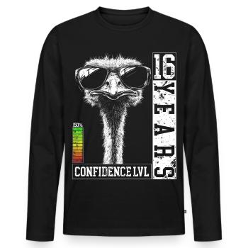 Vogel Strauß Sonnenbrille 16 Jahre Geburtstag - Männer Premium Bio Langarmshirt - Schwarz - Vorne - Nico (187cm)