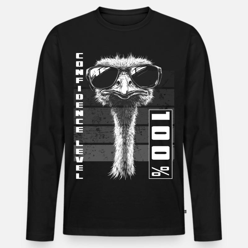 Vogel Strauß Sonnenbrille Selbstbewusst Geschenk - Männer Premium Bio Langarmshirt - Schwarz