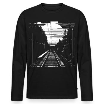 Railway Graphic - Men's Premium Organic Long Sleeve Shirt - black - Front - Nico (187cm)