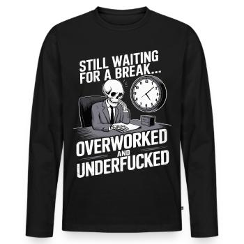Overworked Skeleton – Tired Office Worker Humor - Men's Premium Organic Long Sleeve Shirt - black - Front - Nico (187cm)