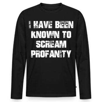 Je suis connu pour crier des blasphèmes - T-shirt manches longues Premium bio Homme - noir - Devant - Nico (187cm)