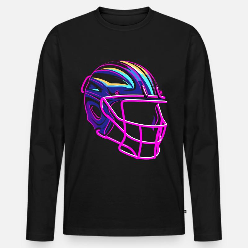 Lacrosse Helm Synthwave - Männer Premium Bio Langarmshirt - Schwarz