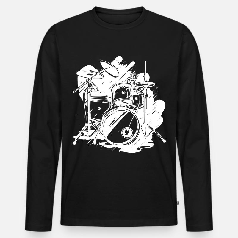 Schlagzeug Grafik - Männer Premium Bio Langarmshirt - Schwarz