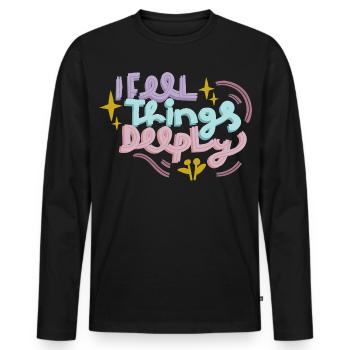 Feel deeply in pastel - Men's Premium Organic Long Sleeve Shirt - black - Front - Nico (187cm)