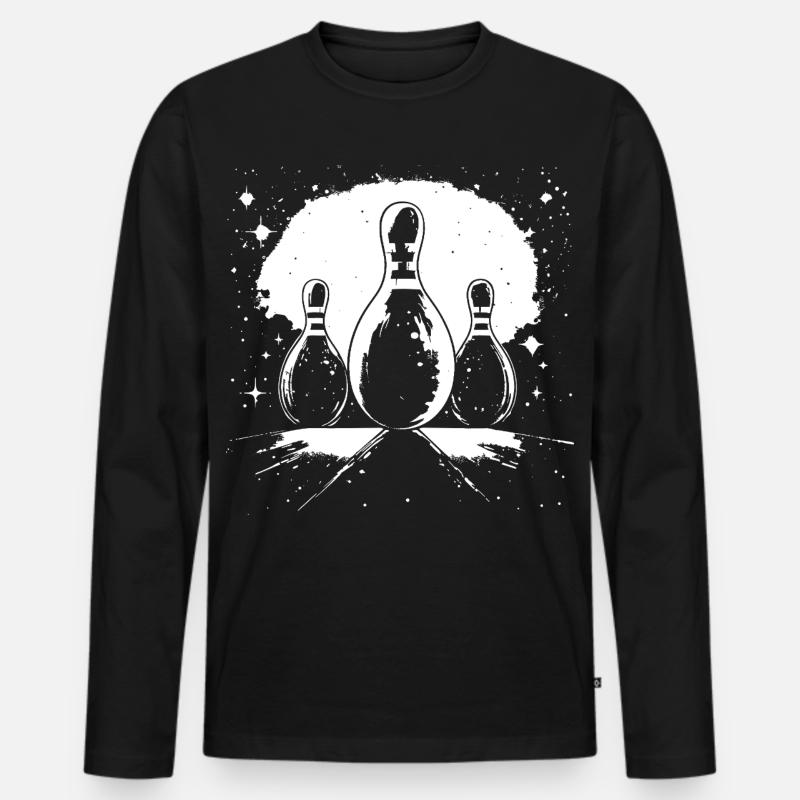 Bowling Pins - Männer Premium Bio Langarmshirt - Schwarz