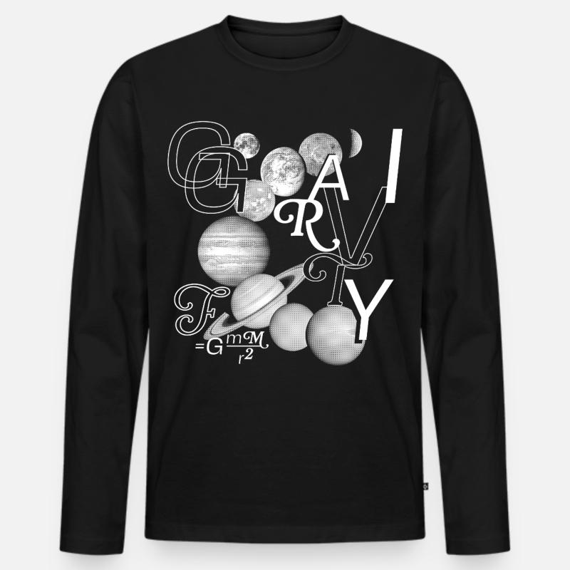 Typo-Kraft: Gravity in Style - Männer Premium Bio Langarmshirt - Schwarz