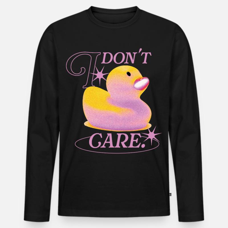 I Don’t Care Duck - Männer Premium Bio Langarmshirt - Schwarz