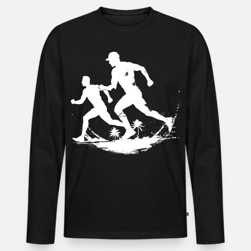 Laufende Grafik - Männer Premium Bio Langarmshirt - Schwarz