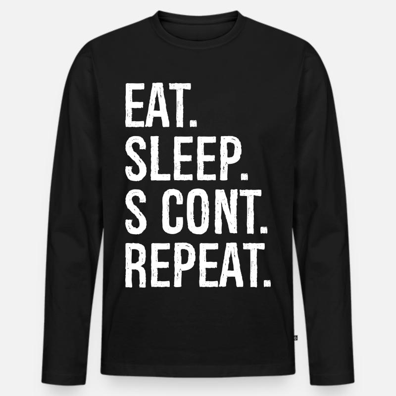 eat sleep s cont repeat - Männer Premium Bio Langarmshirt - Schwarz