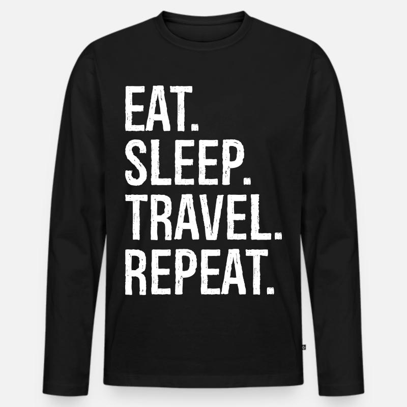 eat sleep travel repeat - Männer Premium Bio Langarmshirt - Schwarz