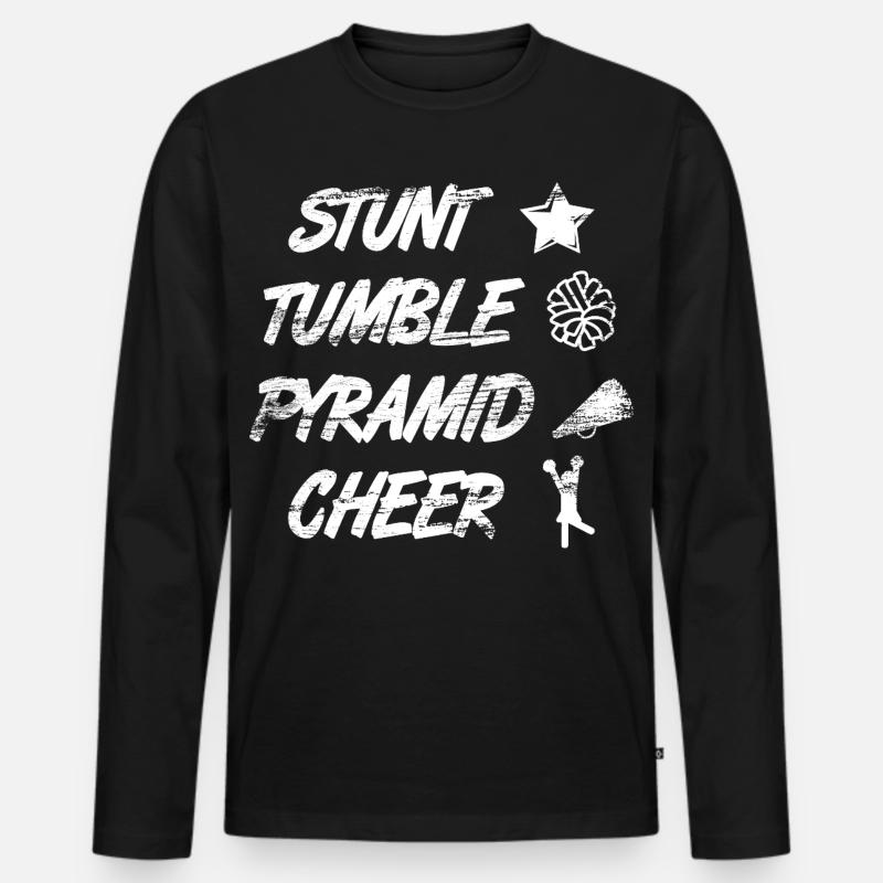 Stunt Tumble Pyramid Cheer - Männer Premium Bio Langarmshirt - Schwarz