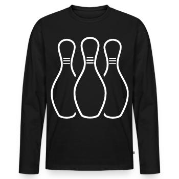 Bowling Pins - Männer Premium Bio Langarmshirt - Schwarz - Vorne - Nico (187cm)