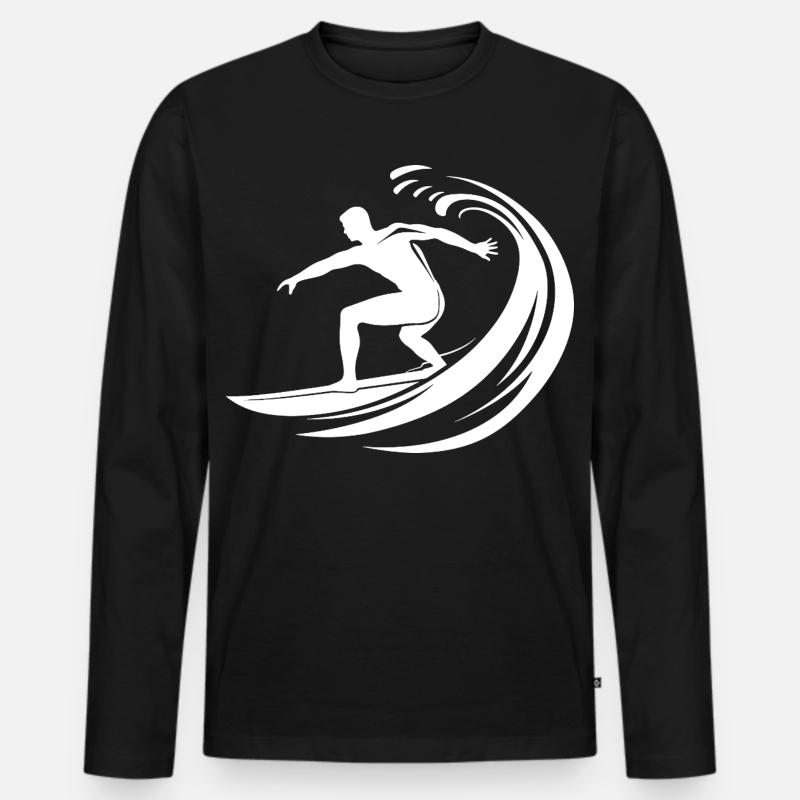 Surfing Logo - Männer Premium Bio Langarmshirt - Schwarz