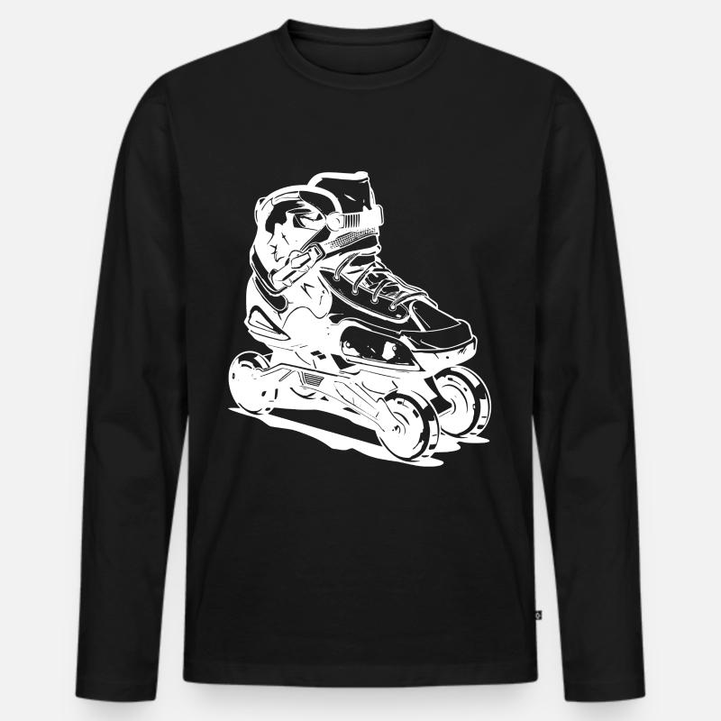 Roller Skates Zeichnung - Männer Premium Bio Langarmshirt - Schwarz