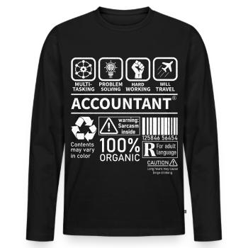 Multi-tâches Résolution de problèmes Voyage dur - T-shirt manches longues Premium bio Homme - noir - Devant - Nico (187cm)