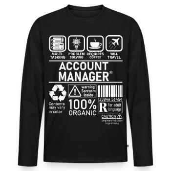 Gestionnaire de compte Résolution de problèmes multitâches - T-shirt manches longues Premium bio Homme - noir - Devant - Nico (187cm)