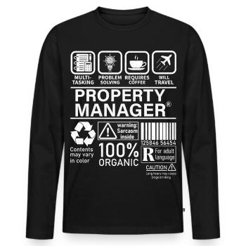 Résolution de problèmes multitâches de gestionnaire immobilier - T-shirt manches longues Premium bio Homme - noir - Devant - Nico (187cm)