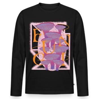 Psychedelic Fungi Bloom - Männer Premium Bio Langarmshirt - Schwarz - Vorne - Nico (187cm)