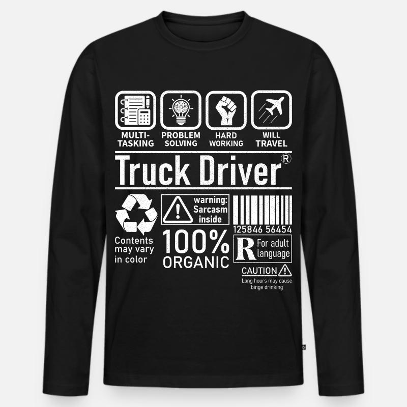 Truck Driver multi tasking problem solving - Men's Premium Organic Long Sleeve Shirt - black