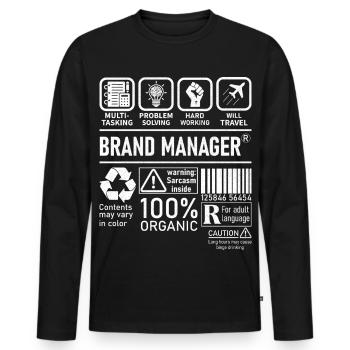 Brand Manager multi tasking problem solving - Männer Premium Bio Langarmshirt - Schwarz - Vorne - Nico (187cm)